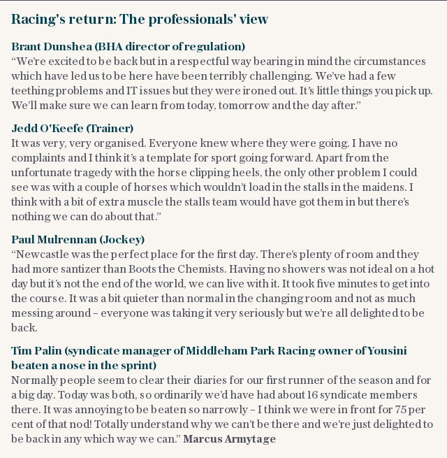 Racing's return: The professionals' view