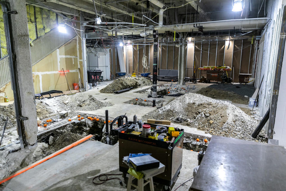 The groundbreaking of the first restroom in Phase 5 of the Restroom Renovation Program, the first phase supported by BIL funding, at Philadelphia International Airport. (Philadelphia International Airport)