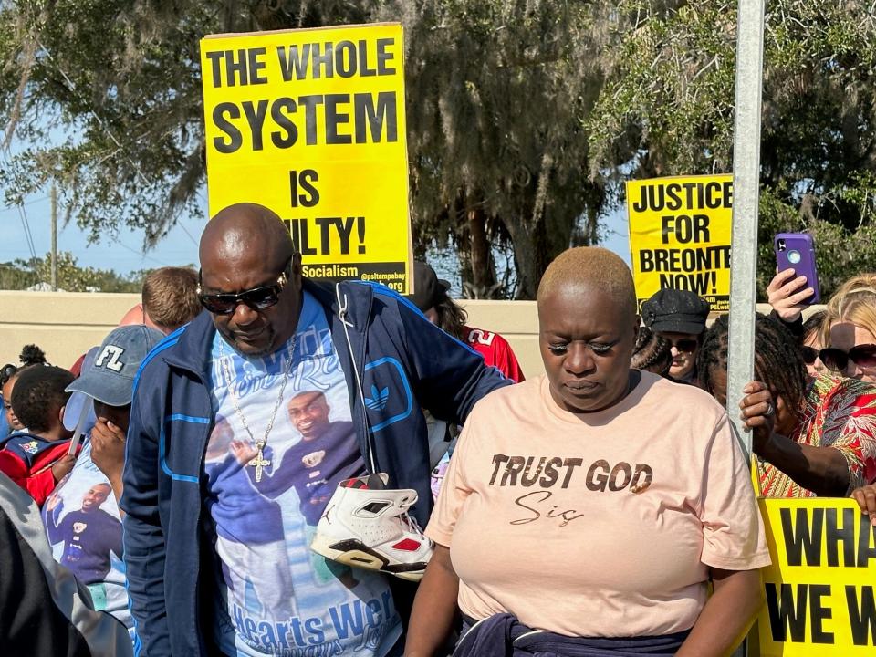 Protestors demand justice for 36-year-old Breonte Johnson-Davis, who was killed during an incident involving the Palmetto Police Department on Nov. 1, 2023. Parents of Davis are awaiting a full police report from the FDLE.