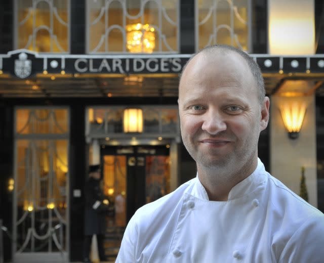 Chef Simon Rogan outside Claridge's hotel in London where he helms Fera