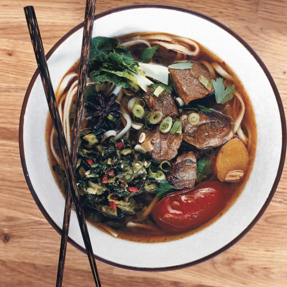 Sichuan Beef Noodle Soup with Pickled Mustard Greens