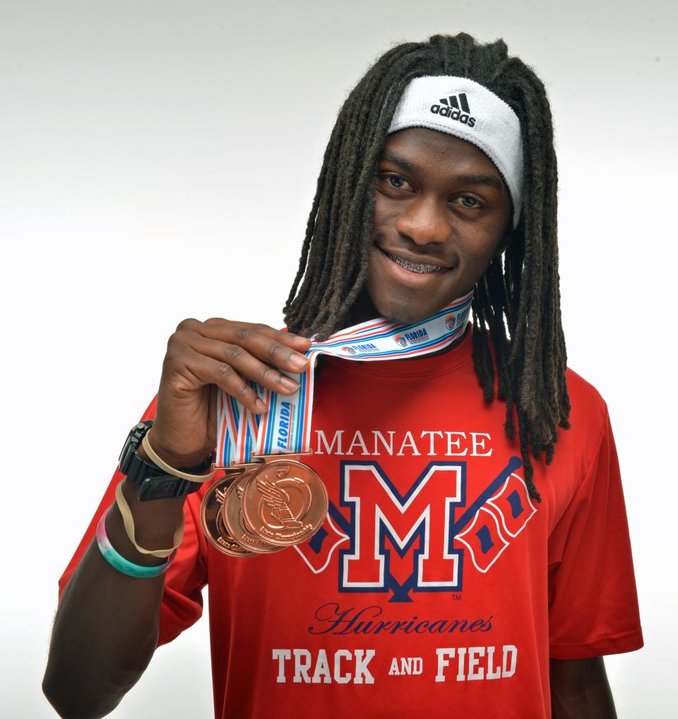 Brandon Carnes of Manatee High is the Herald-Tribune all-area track athlete for Spring 2013.     (May 22, 2013; Herald-Tribune staff photo by Mike Lang)