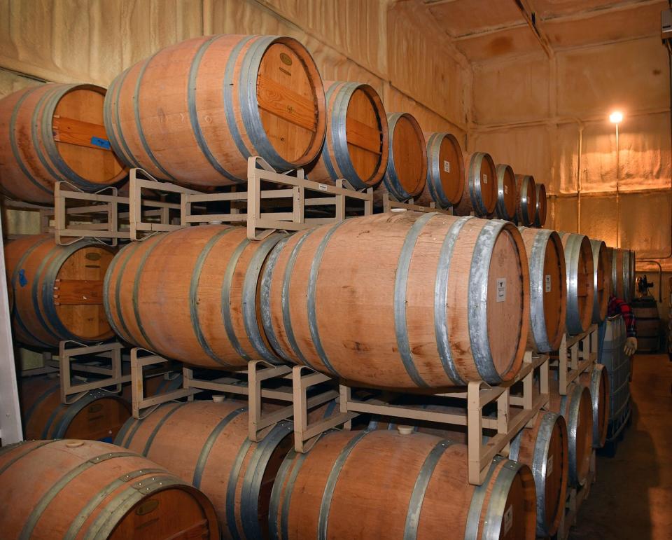 The barrel room at Horseshoe Bend Cellars Vineyard and Winery.