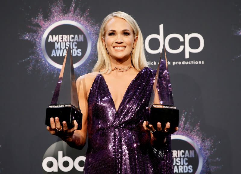 FILE PHOTO: 2019 American Music Awards - Photo Room - Los Angeles, California, U.S.