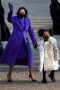 <p>For the main event, Kamala Harris chose to wear a coat by Christopher John Rogers. The vice president is pictured here with her great-niece, who paid homage to her great-auntie in a <a href="https://www.harpersbazaar.com/uk/celebrities/news/a35275708/kamala-harris-great-nieces-outfits-inauguration-2020/" rel="nofollow noopener" target="_blank" data-ylk="slk:leopard-print coat by iloveplum.;elm:context_link;itc:0;sec:content-canvas" class="link ">leopard-print coat by iloveplum.</a></p>