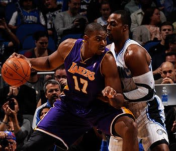 Howard had 21 points and 23 rebounds in the Magic's victory over Bynum and the Lakers. Bynum had 10 points and 12 boards