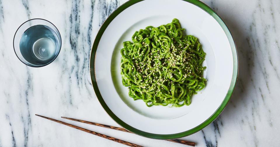 I have made more than a few batches of miso pesto, either to serve with ramen noodles or just for a sauce to spoon over grain bowls, roast chicken, rice, you name it. I even used it as a dip for lettuce (<a rel="nofollow noopener" href="https://www.bonappetit.com/recipe/hand-salad-with-yogurt-lemon-dressing?mbid=synd_yahoo_rss" target="_blank" data-ylk="slk:HAND SALAD FTW;elm:context_link;itc:0;sec:content-canvas" class="link ">HAND SALAD FTW</a>) one lazy night, and it is great mixed with a touch of mayonnaise for a Green Goddess-ish sandwich spread, if that goddess were Asian. I am that goddess!!!! – <strong>Alyse Whitney</strong>, <em>associate editor</em> <a rel="nofollow noopener" href="https://www.bonappetit.com/recipe/miso-pesto-with-ramen-noodles?mbid=synd_yahoo_rss" target="_blank" data-ylk="slk:See recipe.;elm:context_link;itc:0;sec:content-canvas" class="link ">See recipe.</a>