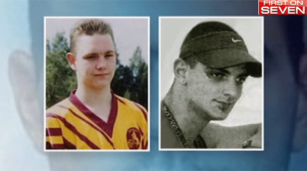 Jesse Kelly's best mates, Matthew Robertson and Dylan Rayward, died in a car crash following a police pursuit in Sydney eight years ago. Photo: 7News