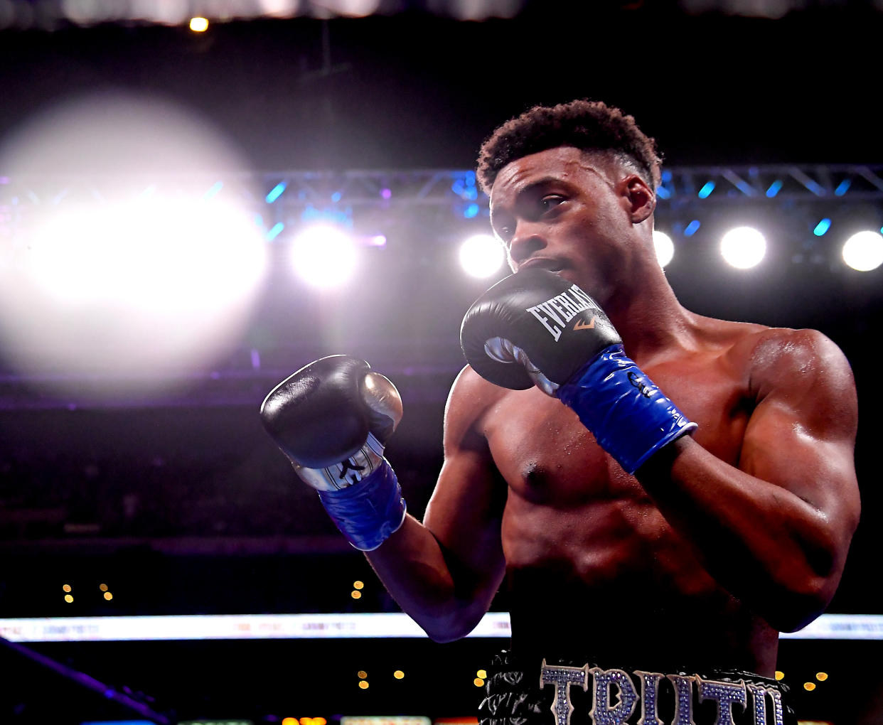 LOS ANGELES, CA - SEPTEMBER 28: Erroll Spence Jr. in the ring fights against Shawn Porter (not pictured) in their IBF & WBC World Welterweight Championship fight at Staples Center on September 28, 2019 in Los Angeles, California. Spence, Jr won by decision. (Photo by Jayne Kamin-Oncea/Getty Images)