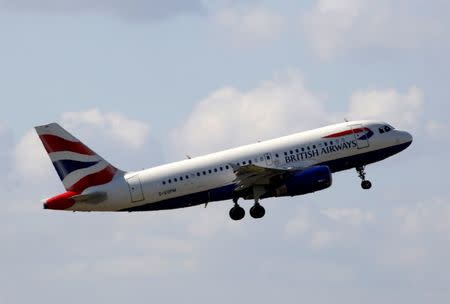 A British Airways Airbus A319 aircraft takes off at the Charles de Gaulle airport in Roissy, France, August 9, 2016. REUTERS/Jacky Naegelen