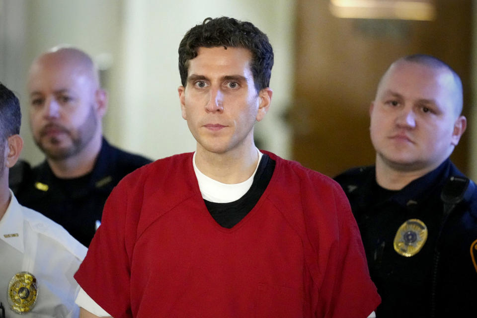 Image: Bryan Kohberger, who is accused of killing four University of Idaho students, is escorted to an extradition hearing at the Monroe County Courthouse in Stroudsburg, Pa., on Jan. 3, 2023.  (Matt Rourke / Pool via AP)