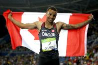 <p>De Grasse wouldn’t have been on this list had it not been similar to a famous Canadian show featuring a wheelchair-limited Drake. While De Grasse only won a silver and two bronze medals, he may be on his way to equaling the level of popularity of Jimmy Brooks. (Getty) </p>