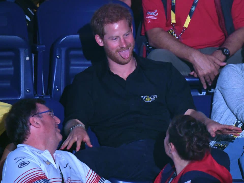 Prince Harry was pictured at the Invictus Games sticking his tongue out. Photo: MEGA