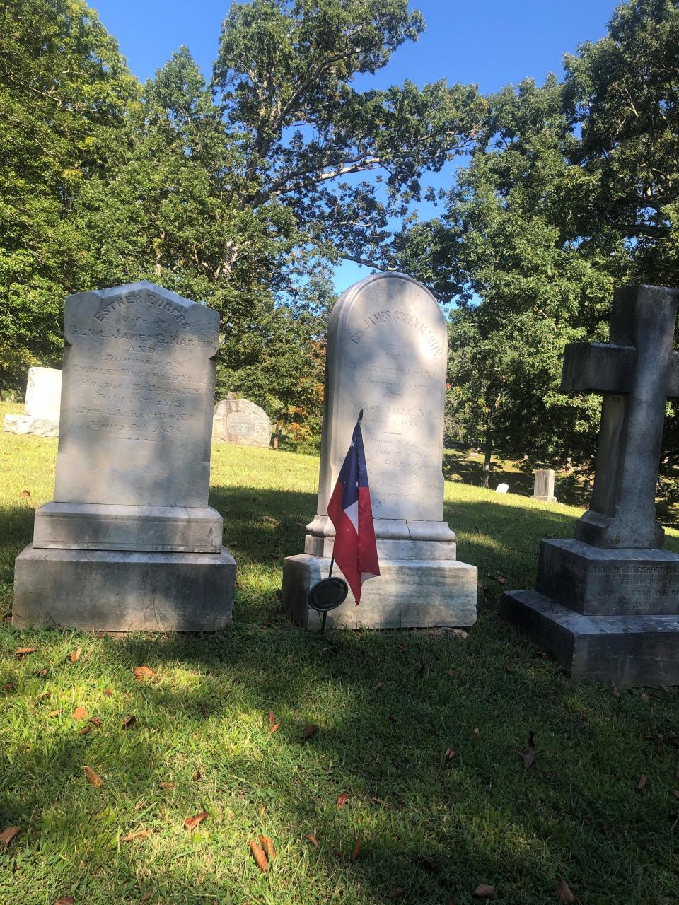 Several Confederate-type flags have been placed on gravesites of Confederate officers in Riverside Cemetery this fall.