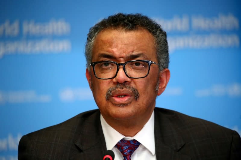 FILE PHOTO: World Health Organization holds daily news briefing on coronavirus, in Geneva