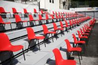 A view of empty seats at the Open Air Cinema before the online opening ceremony of the Sarajevo Film Festival in Sarajevo