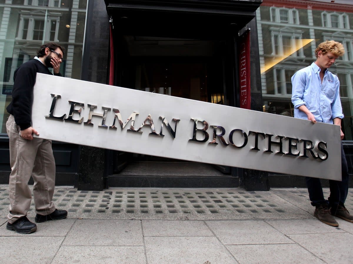 Some observers are drawing comparisons to the 2007-08 financial crisis that resulted in the bankruptcy of banking giants Lehman Brothers (Getty)