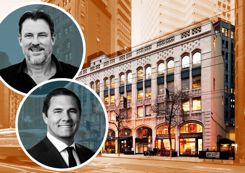 Fortress co-CEOs Joshua Pack and Drew McKnight with 660 Market Street in San Francisco (JLL, LinkedIn)