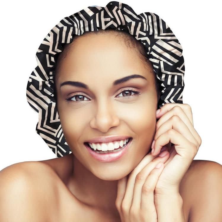 <p>glowbydaye.com</p><p><strong>$19.99</strong></p><p><a href="https://www.glowbydaye.com/collections/satin-bonnets/products/afro-geo-print" rel="nofollow noopener" target="_blank" data-ylk="slk:Shop Now;elm:context_link;itc:0;sec:content-canvas" class="link ">Shop Now</a></p><p><a href="https://www.cosmopolitan.com/sex-love/a33832860/fall-asleep-tips-with-partner/" rel="nofollow noopener" target="_blank" data-ylk="slk:Wild sleeper;elm:context_link;itc:0;sec:content-canvas" class="link ">Wild sleeper</a>? This is the bonnet for you. <strong>A hidden adjustable strap makes sure this double-layered bonnet stays put</strong>. It’s also reversible – one side is a fun geometric print and the other is a chic solid black – for added style versatility. </p>