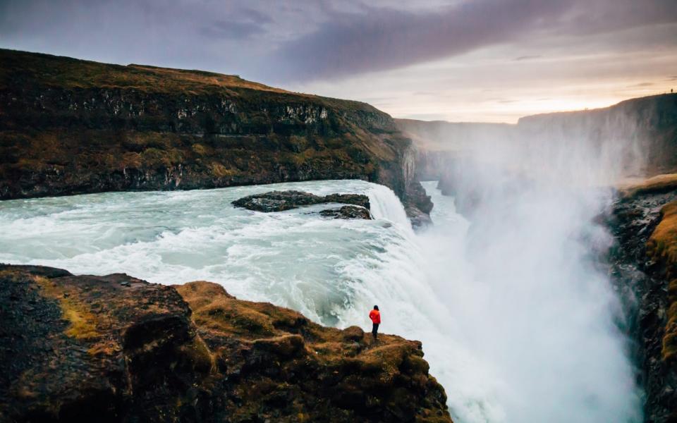 deep canyon with waterfall - Getty/Gullfoss waterfall, Iceland