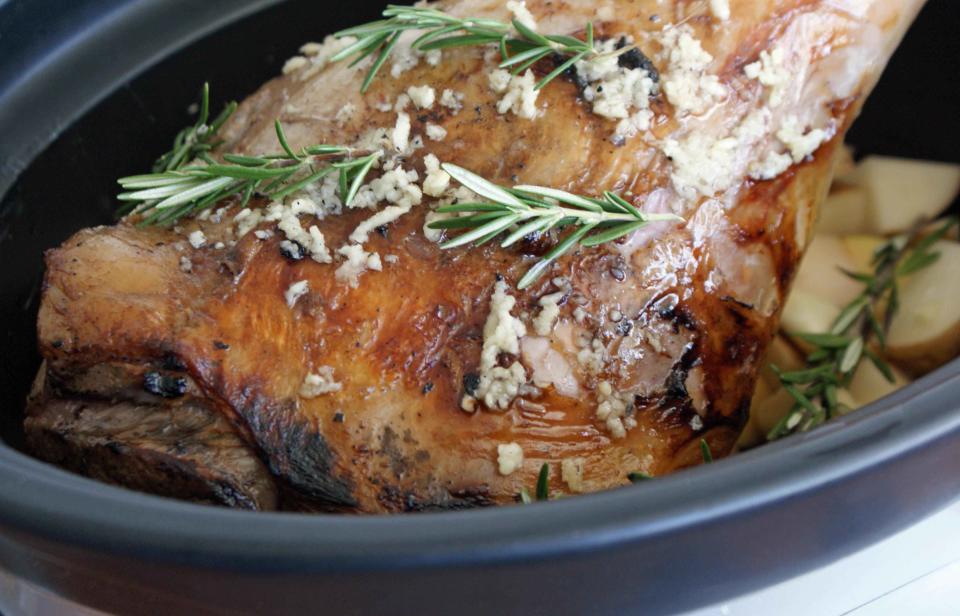 Slow Cooker Leg of Lamb with Rosemary and Garlic