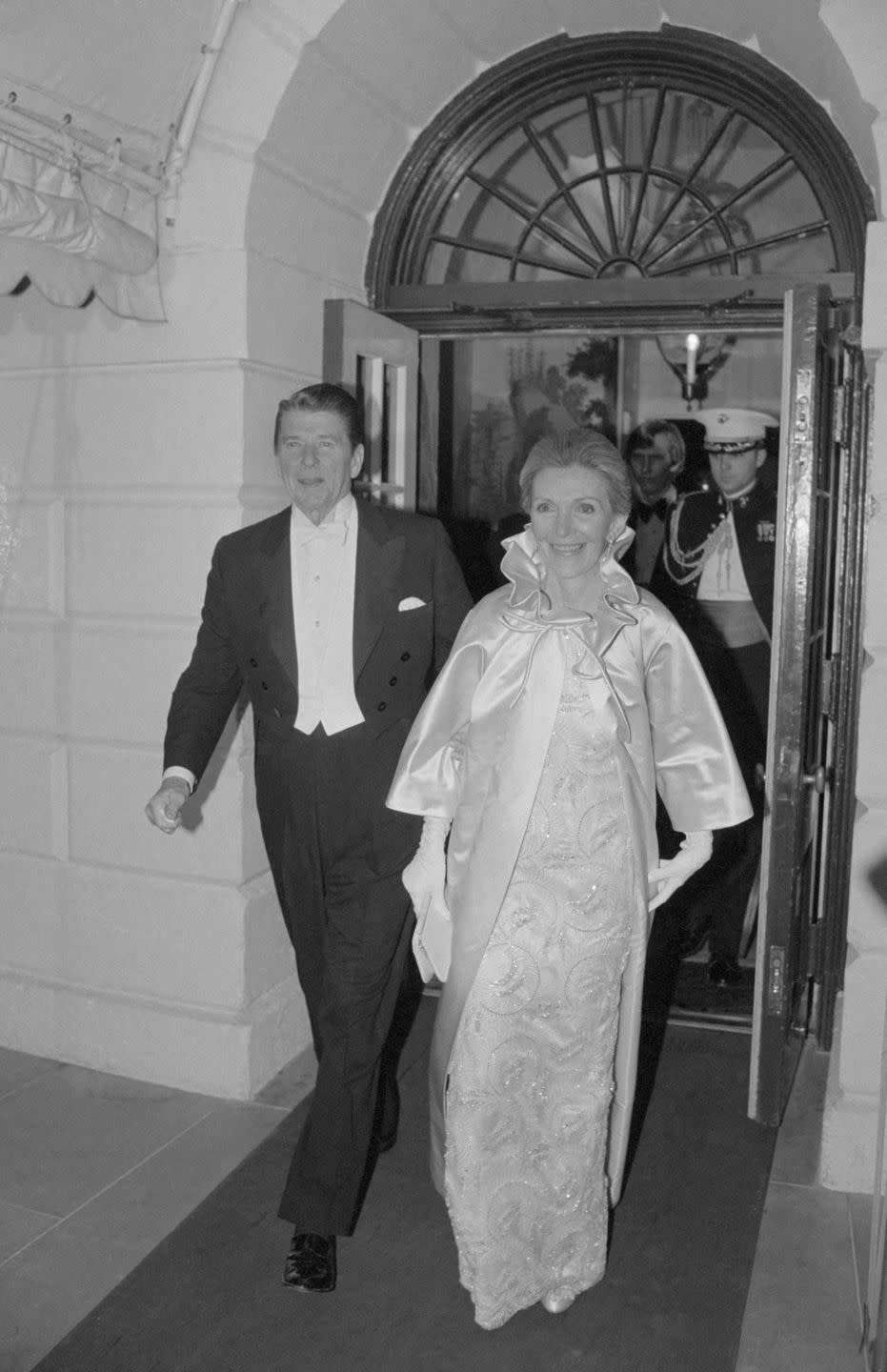 <p>The Reagans depart from the White House in 1981 en route to the inaugural balls—yes, plural. The couple came under fire for the expense of their inaugural festivities, which included <a href="https://www.washingtonpost.com/archive/local/1980/12/10/eight-invitation-only-inaugural-balls-on-reagans-list-but-not-disco-party/34eb2c25-947c-4678-aa6a-a5b2953f07eb/" rel="nofollow noopener" target="_blank" data-ylk="slk:eight balls;elm:context_link;itc:0;sec:content-canvas" class="link ">eight balls</a> held at expensive venues, like The Kennedy Center and the Pension Building. </p>