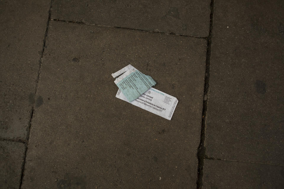 <p>Ballot papers in Barcelona, Spain, Dec. 21, 2017.<br>(Photograph by Jose Colon / MeMo for Yahoo News) </p>