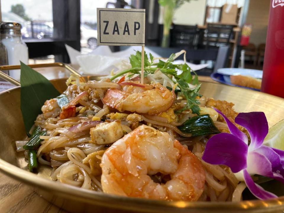 Pad Thai with jumbo shrimp at ZAAP Thai Street Food in Warner Robins.