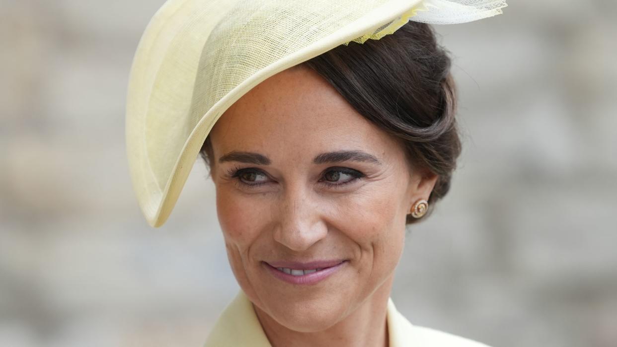 Pippa Middleton leaves after the Coronation of King Charles III and Queen Camilla on May 6, 2023 in London, England. 