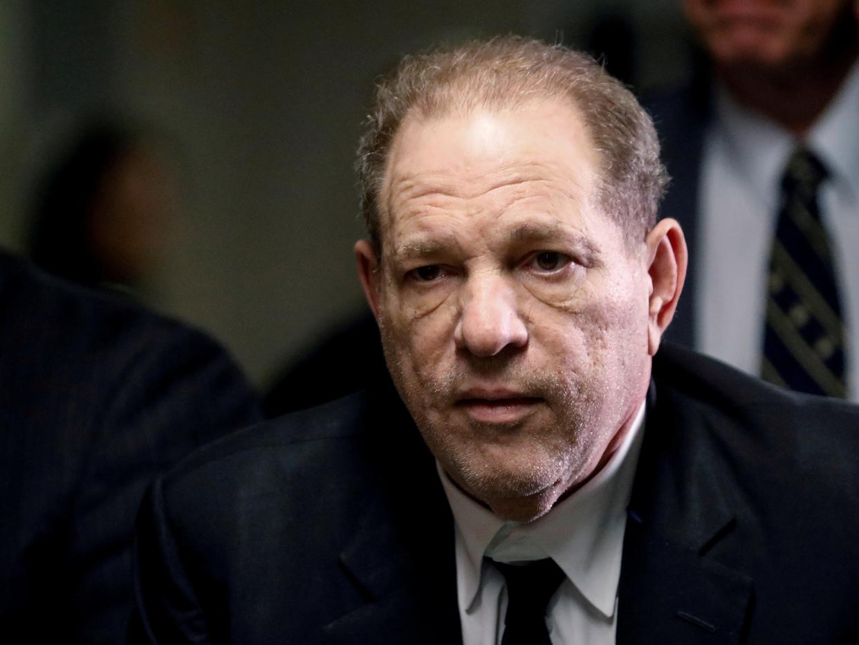 <p>FILE PHOTO: Film producer Harvey Weinstein departs Criminal Court is pictured on the first day of a sexual assault trial in the Manhattan borough of New York City, New York, U.S., January 6, 2020. REUTERS/Brendan McDermid/File Photo</p> (REUTERS)