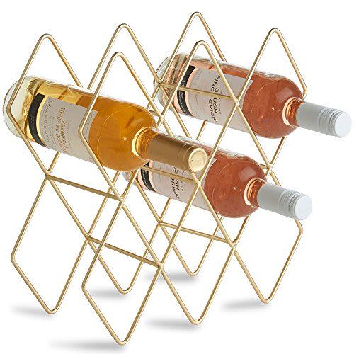 Gold Freestanding Wine Rack