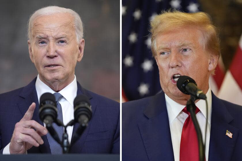 Left, President Biden. Right, Former President Trump.