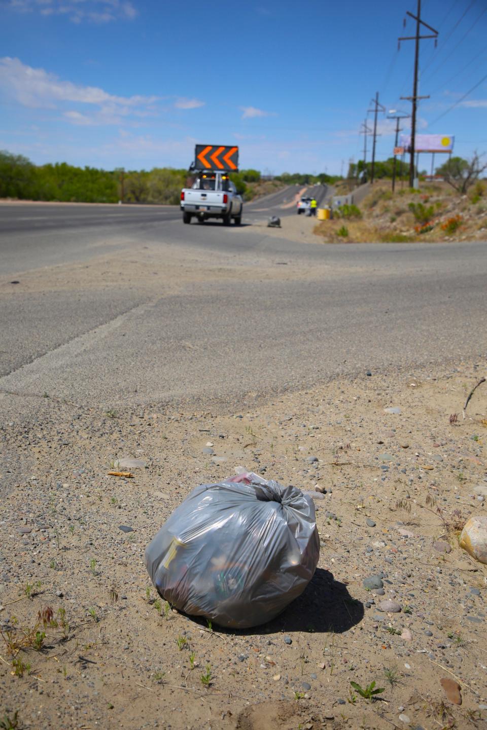 Workers from the New Mexico Department of Transportation, San Juan County and the cities of Farmington, Aztec and Bloomfield picked up and bagged trash along U.S. Highway 64 and N.M. Highway 516 on Thursday, May 9.