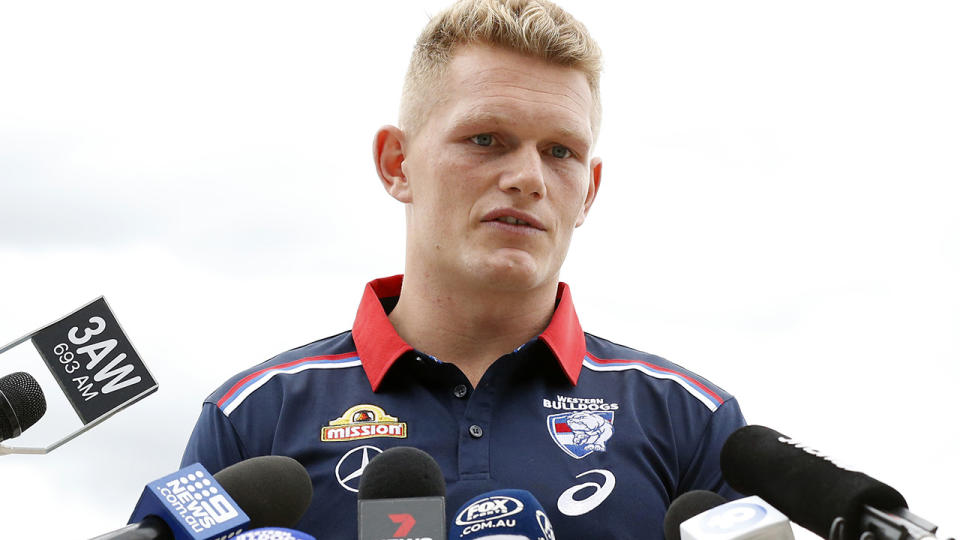 Adam Treloar, pictured here during a Western Bulldogs media opportunity at Whitten Oval.