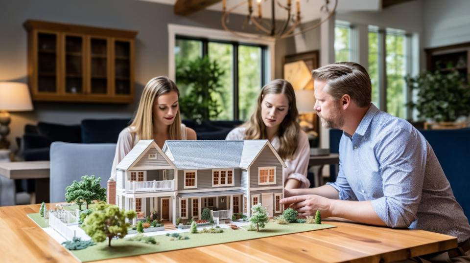 An insurance broker discussing policy options with a homeowner.