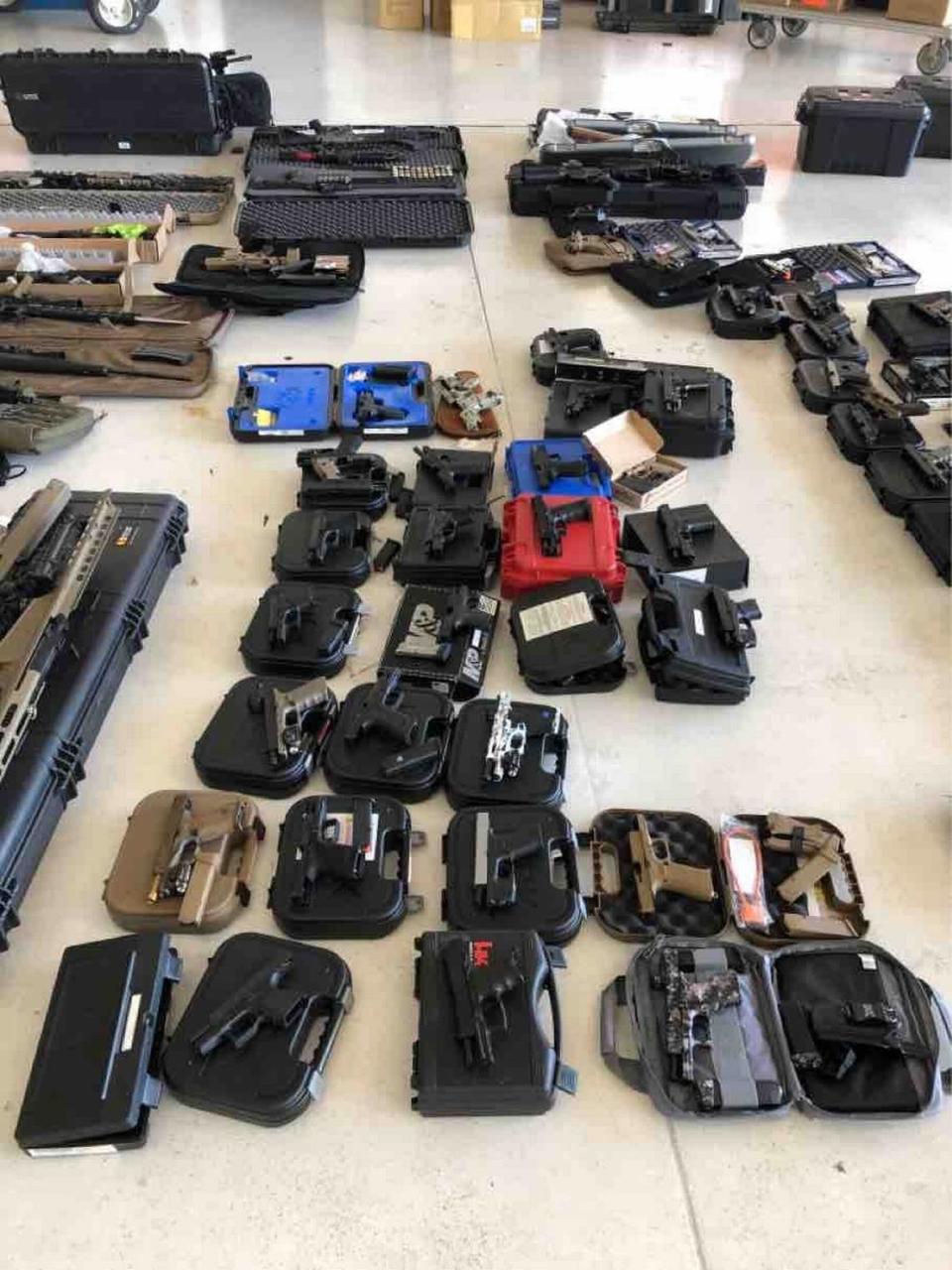 The guns and ammunition Customs and Border Protection says it found on the Venezuela-bound Learjet.