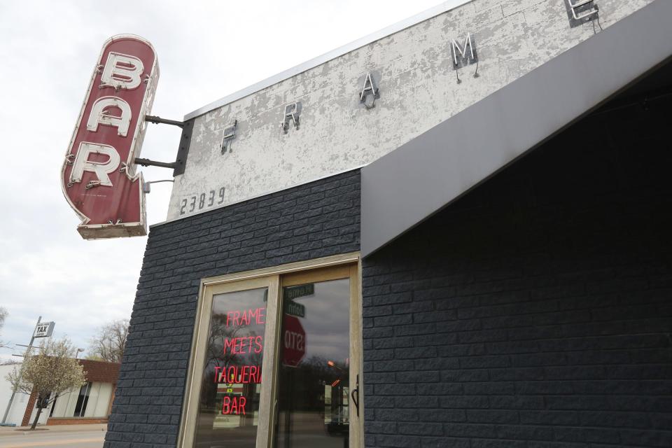 The exterior of Frame restaurant in Hazel Park.