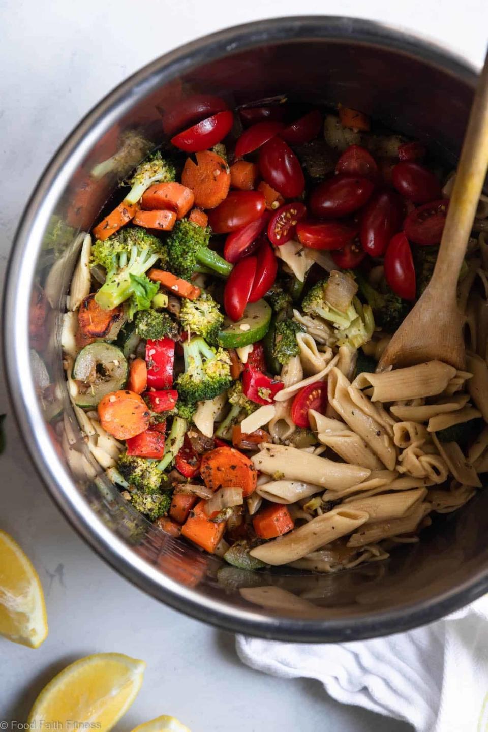 Loaded with vegetables — plus an extra boost of protein from using chickpea noodles instead of traditional ones. Recipe: Instant Pot Pasta Primavera
