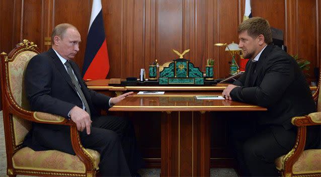 Russian president Vladimir Putin meets with Chechen leader Ramzan Kadyrov. Photo: AP