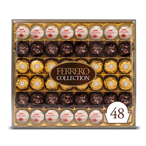 Ferrero Rocher Collection, Fine Hazelnut Milk Chocolates, 48 Count, Assorted Coconut Candy and Chocolates, Perfect Valentine's Day Gift, 18.2 oz