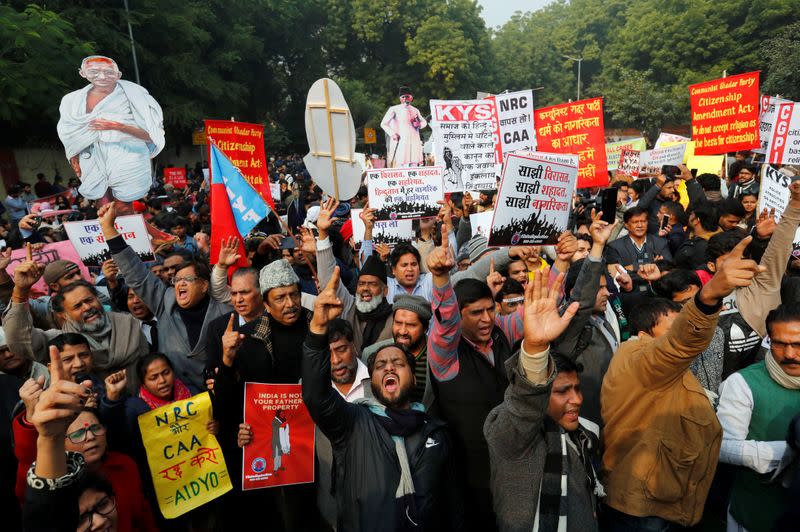 Protest against new citizenship law in New Delhi