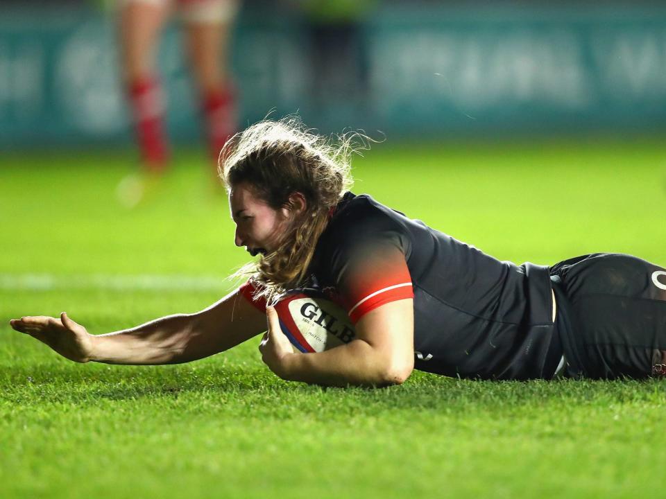 Jo Brown scored on her England debut as England cruised to victory: Getty