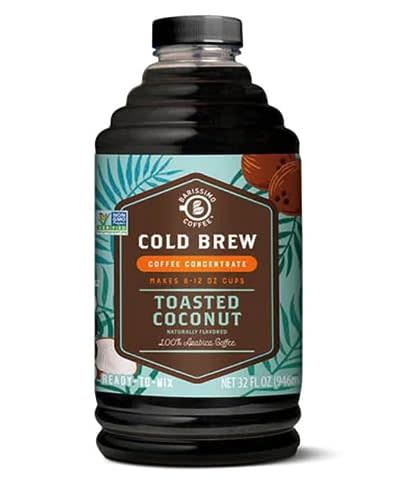 Cold Brew Coffee Concentrate, Toasted Coconut Flavor, Perfect for Instant Iced Coffee, Cold Brewed Coffee, and Hot Coffee - 100% Arabica, Ready to Mix - 32 FL OZ