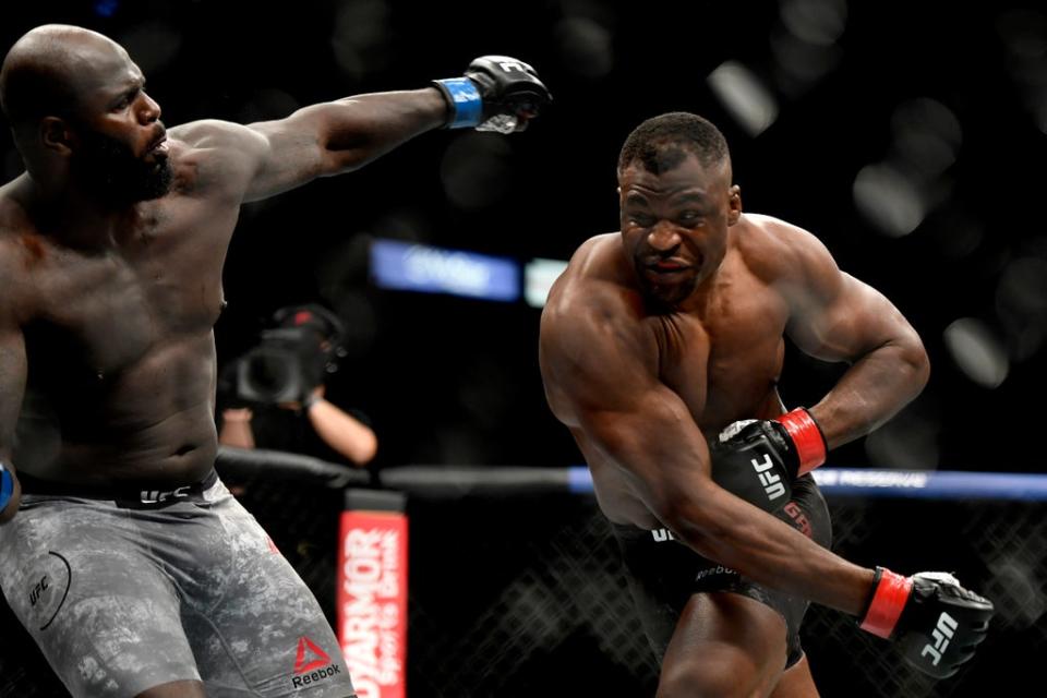 Francis Ngannou launches a punch against Jair Rozenstruik (Getty)