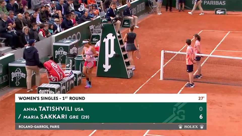 Maria Sakkari blew Anna Tatishvili off the court. Image: French Open