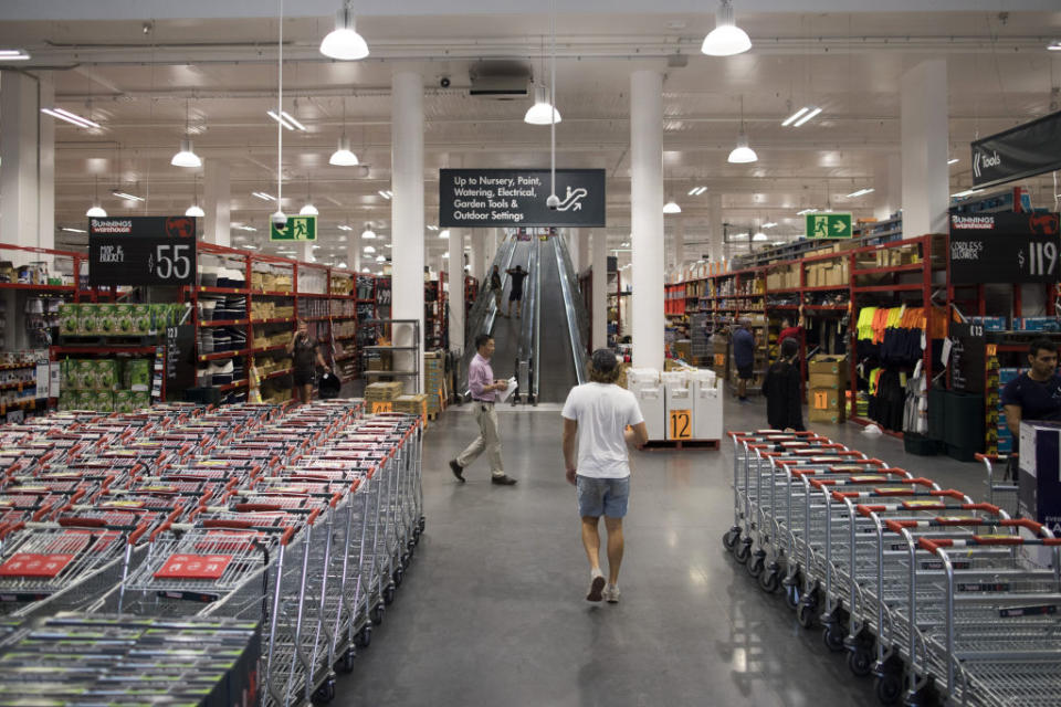 Customers shop at a Bunnings Warehouse store, operated by Wesfarmers Ltd., in Sydney, Australia.