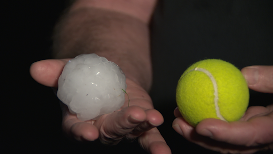 Hail as large as a tennis ball fell in Marble Falls (Photo Courtesy: KXAN).