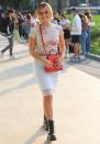 <p>Addison Rae falls for florals on Sept. 23 while arriving to a show at Milan Fashion Week in Italy.</p>