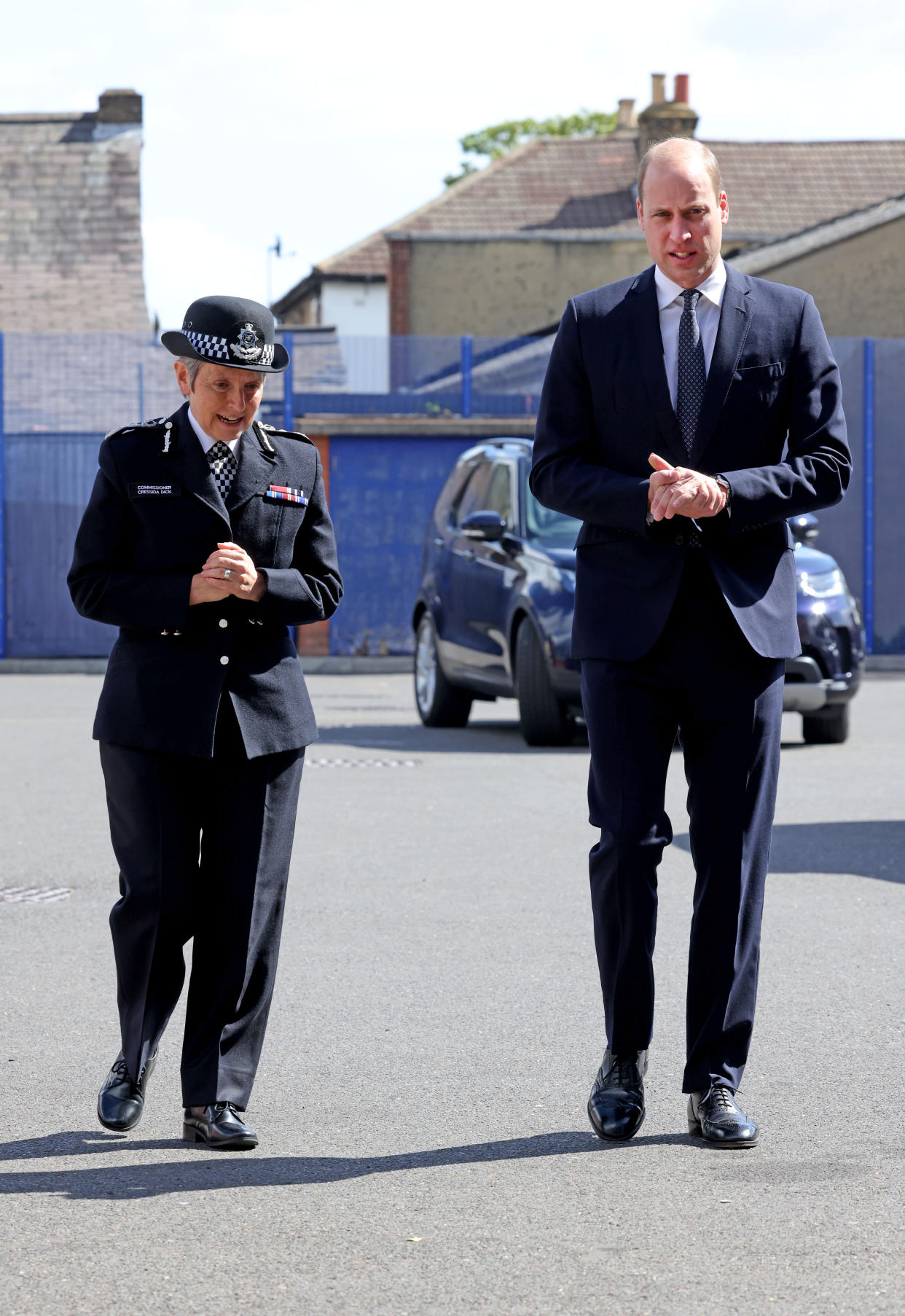 The Duke of Cambridge with Met Commissioner Dame Cressida Dick during a visit to Croydon Custody Centre. Picture date: Wednesday May 12, 2021.