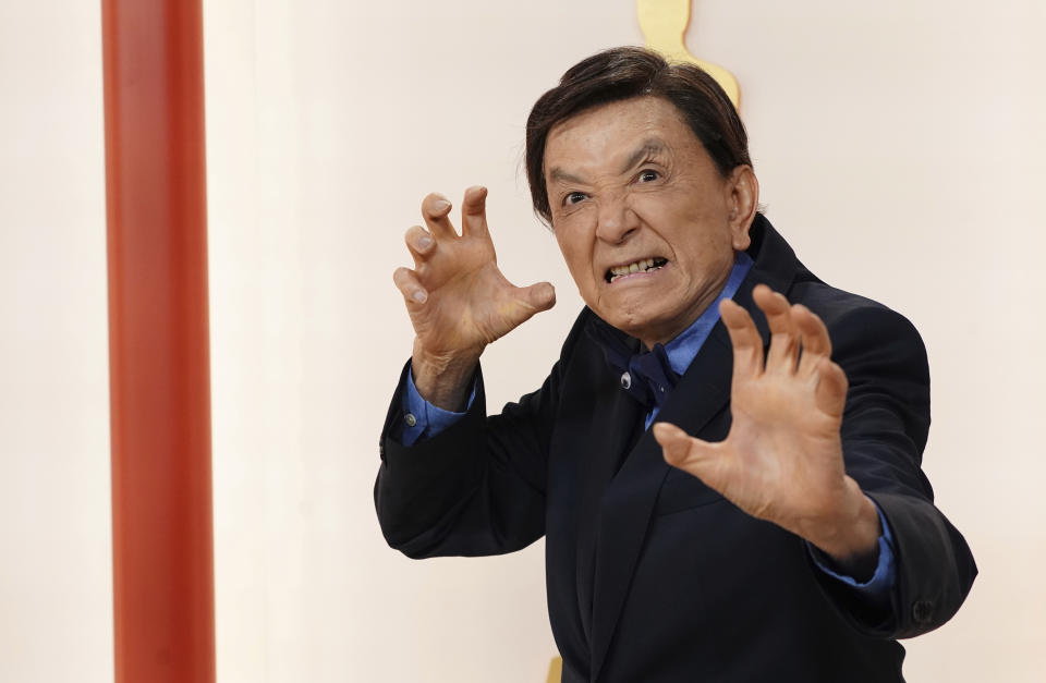 James Hong arrives at the Oscars on Sunday, March 12, 2023, at the Dolby Theatre in Los Angeles. (Photo by Jordan Strauss/Invision/AP)